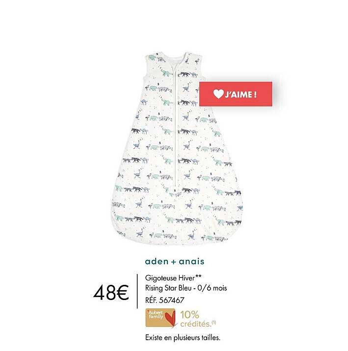 aden + anais gigouleuse hiver rising star bleu -0-6 mois