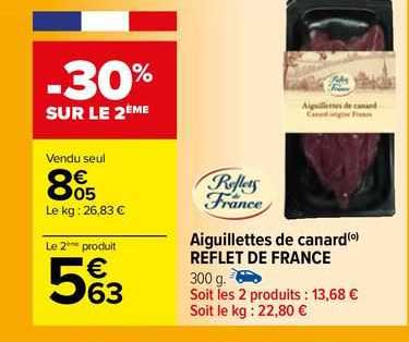 aiguillettes de canard reflet de france -30% sur le 2ème