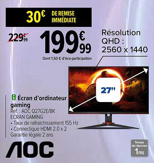 aoc écran d'ordinateur gaming