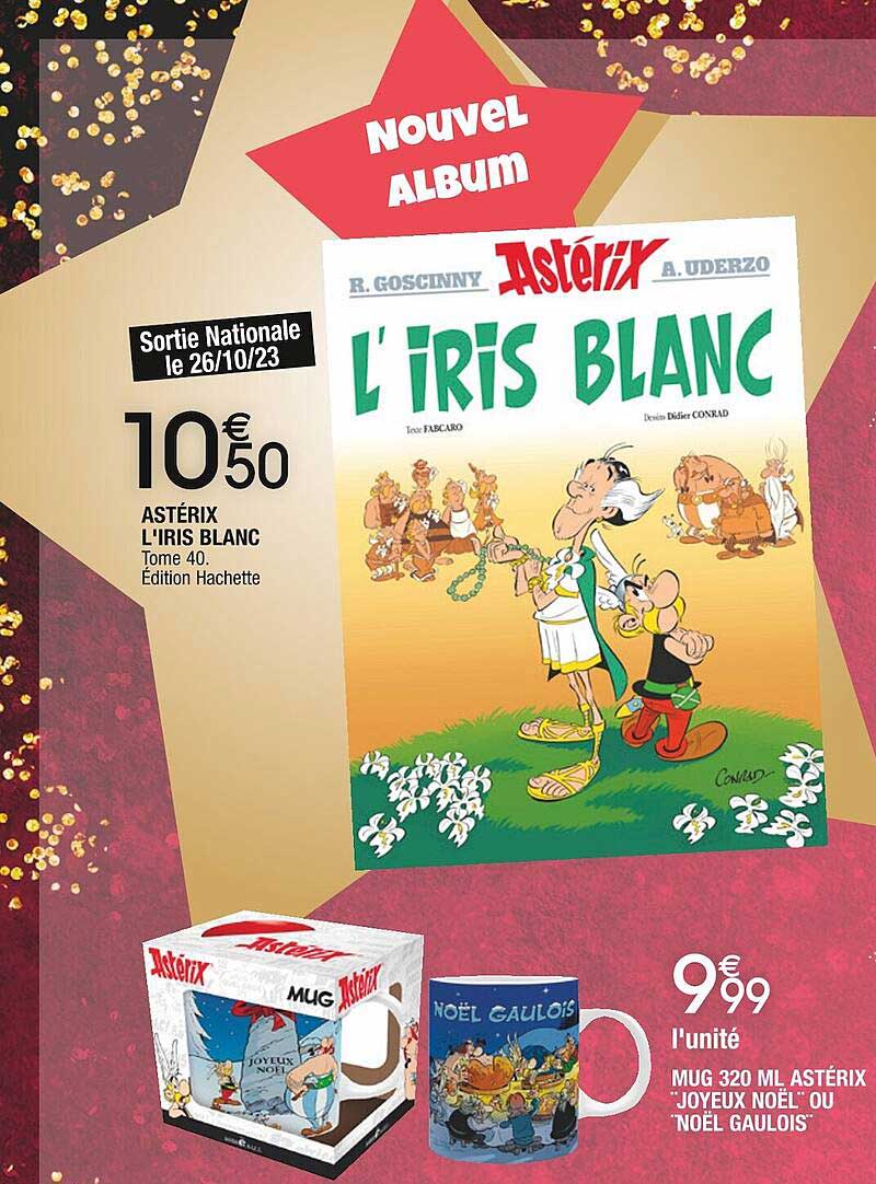 astérix l'iris blanc, mug 320 ml astérix "joyeux noël" ou "noël gaulois"