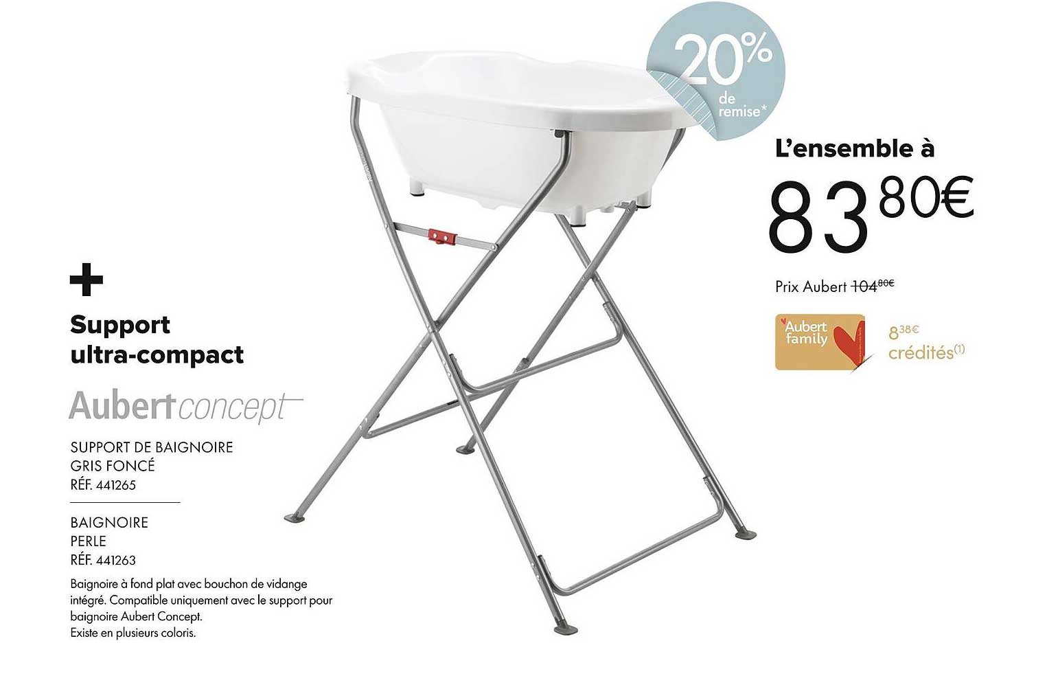 aubertconcept support de baignoire gris foncé