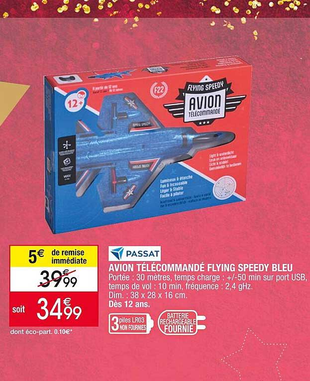 avion télécommandé flying speedy bleu passat