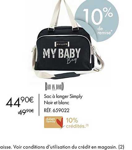 baby on board sac à langer simply noir et blanc