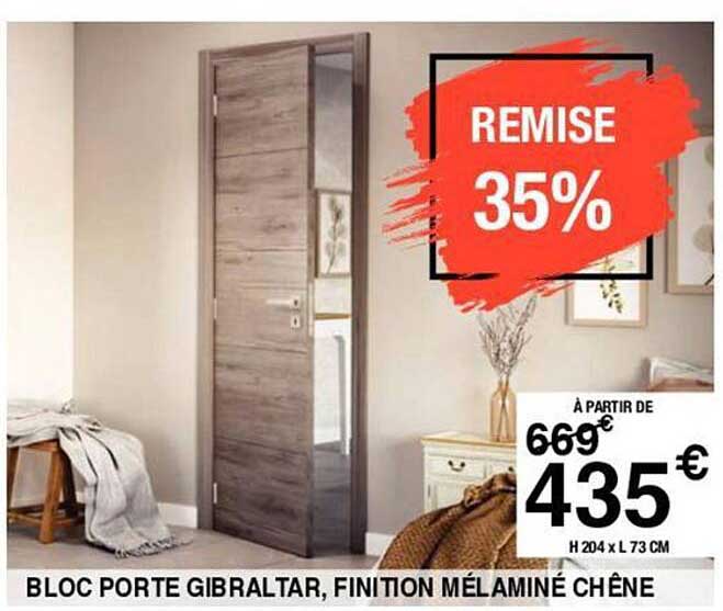 bloc porte gibraltar finition mélaminé chêne