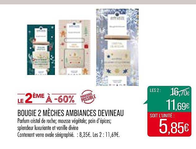 bougie 2 mèches ambiances devineau