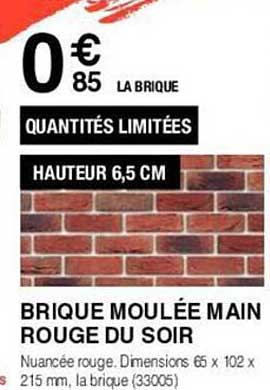 brique moulée main rouge du soir