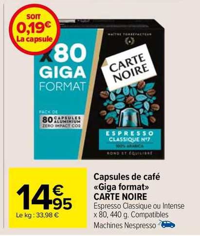 capsules de café "giga format" carte noire