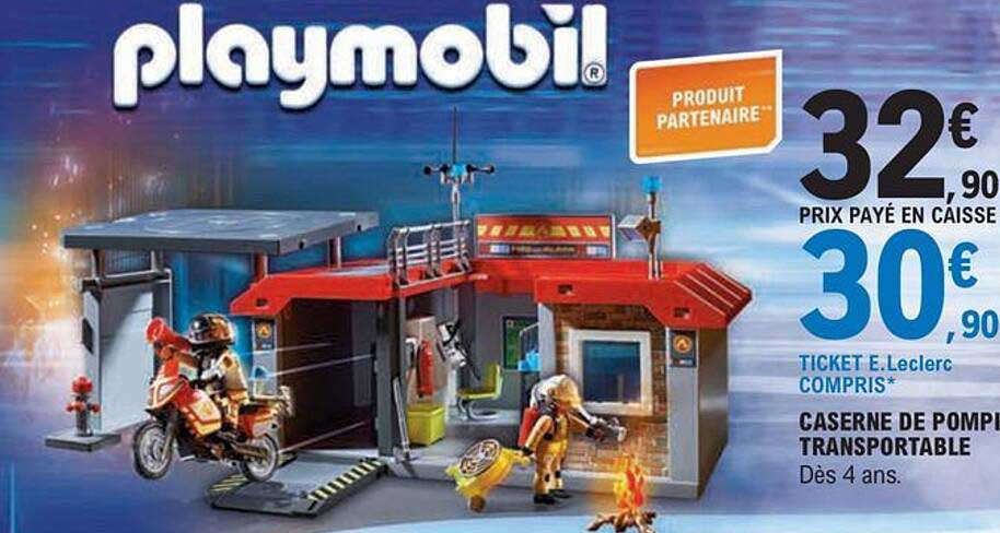 caserne de pompier transportable playmobil