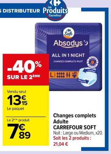 changes complets adulte carrefour soft