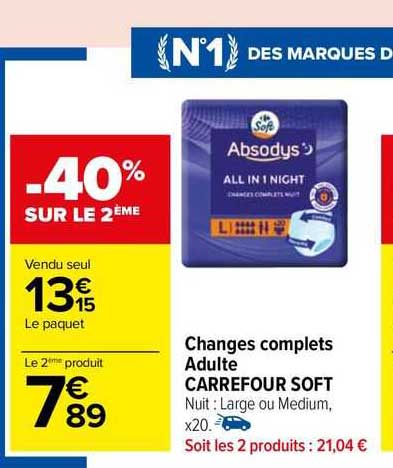 changes complets adulte carrefour soft