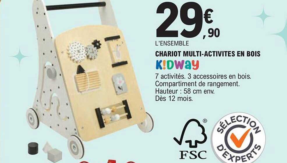 chariot multi-activites en bois kidway