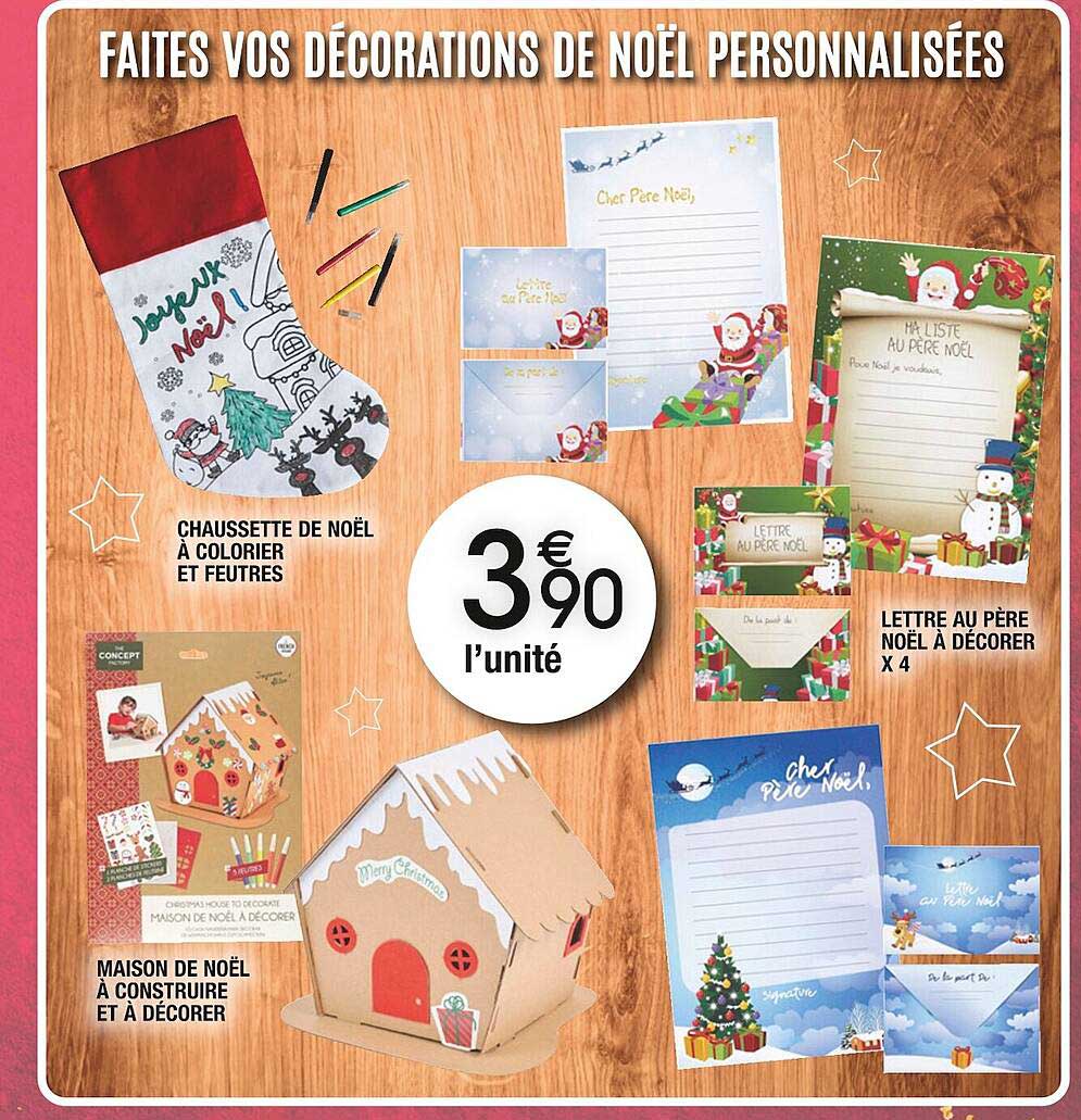 chaussette de noël à colorier et feutres, maison de noël à construire et à décorer, lettre au père noël à décorer