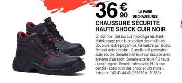 chaussure sécurité haute shock cuir noir