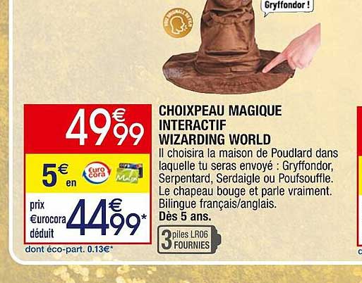 choixpeau magique interactif wizarding world