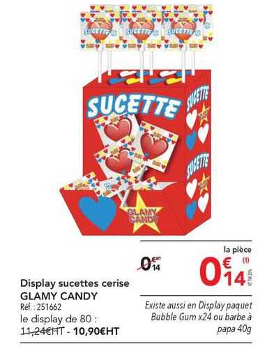 display sucettes cerise glamy candy