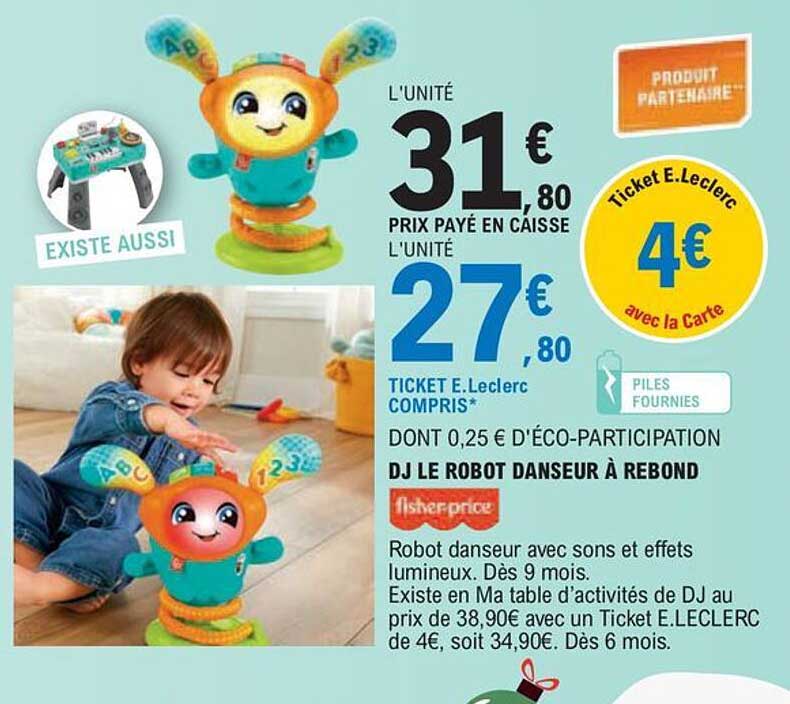 dj le robot danseur à rebond fisher-price