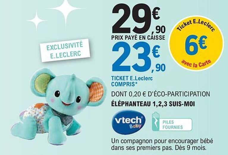 éléphanteau 1, 2, 3 Suis-moi Vtech Baby