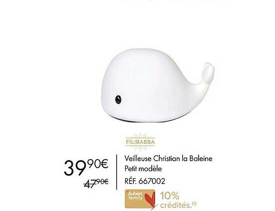 filibabba veilleuse christian la baleine petit modèle