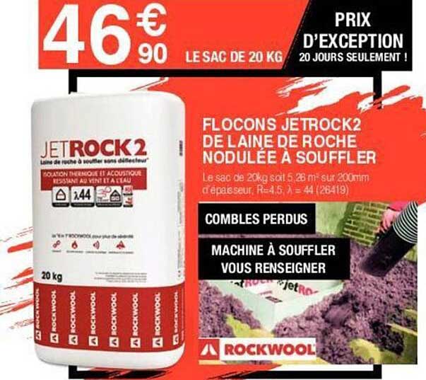 flocons jetrock2 de laine de roche nodulée à souffler