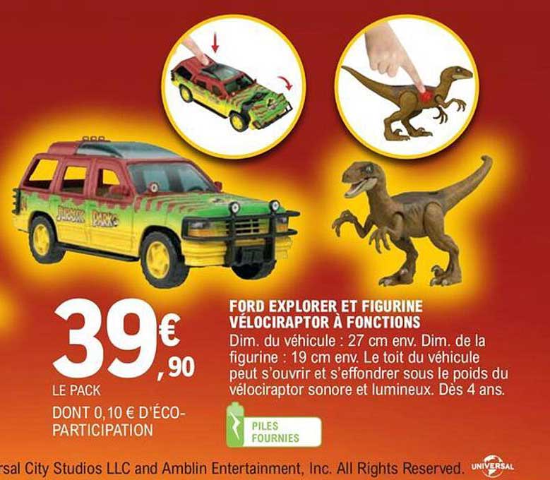 ford explorer et figurine vélociraptor à fonctions