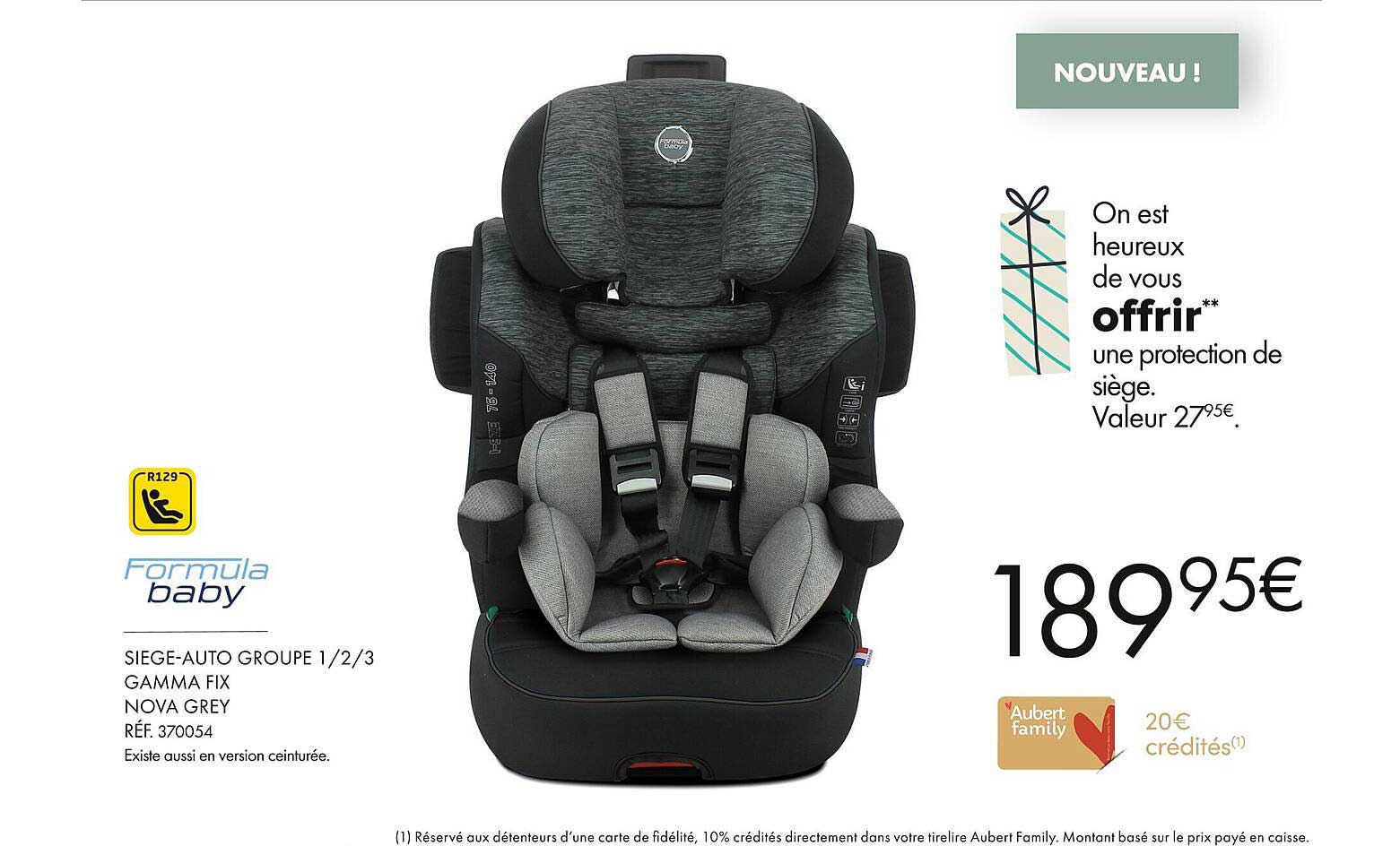 formula baby siège-auto groupe 1-2-3 gamma fix nova grey