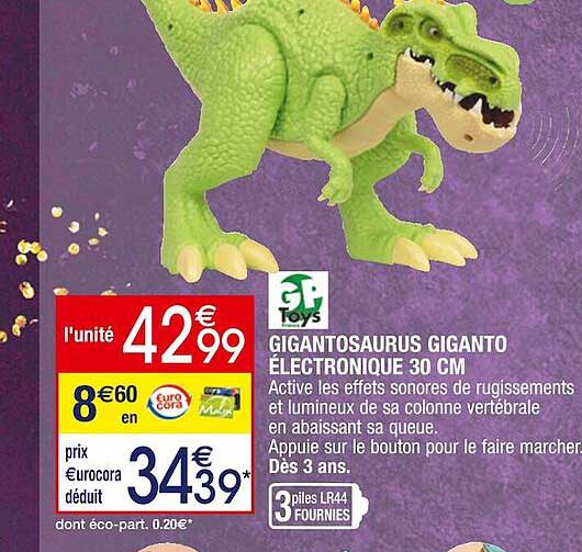 gigantosaurus giganto électronique 30cm