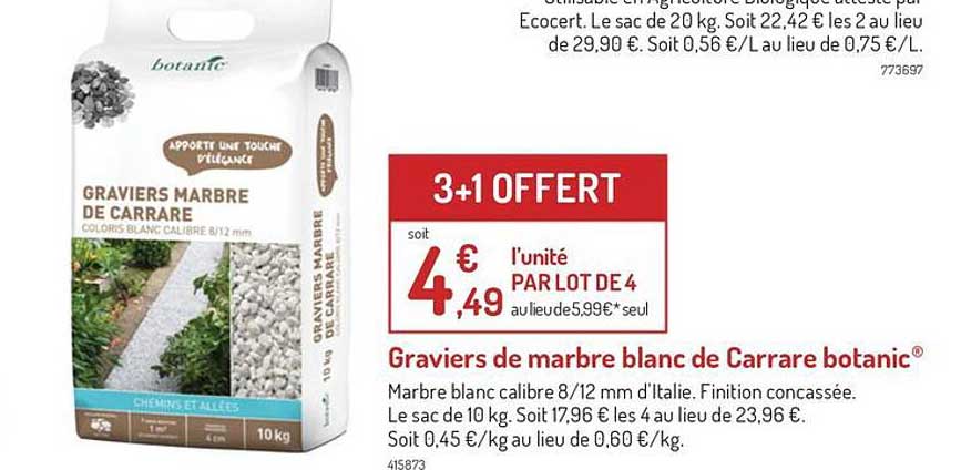 graviers de marbre blanc de carrare botanic