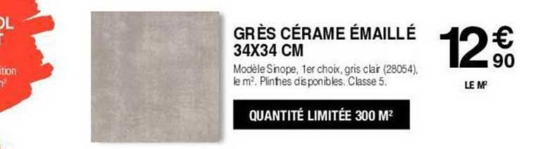 grès cérame émaillé 34x34 cm