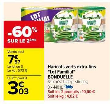 haricots verts extra-fins "lot familial" bonduelle