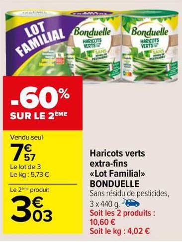 haricots verts extra-fins "lot familial" bonduelle