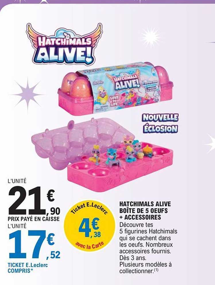 hatchimals alive boîtes de 5 œufs + accessoires