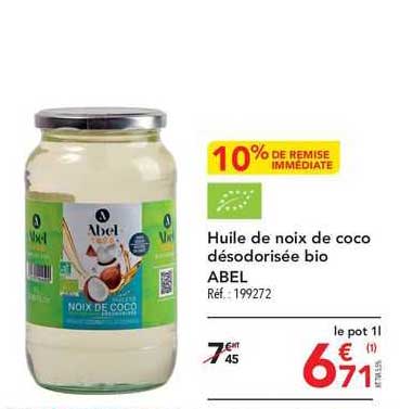 huile de noix de coco désodorisée bio abel