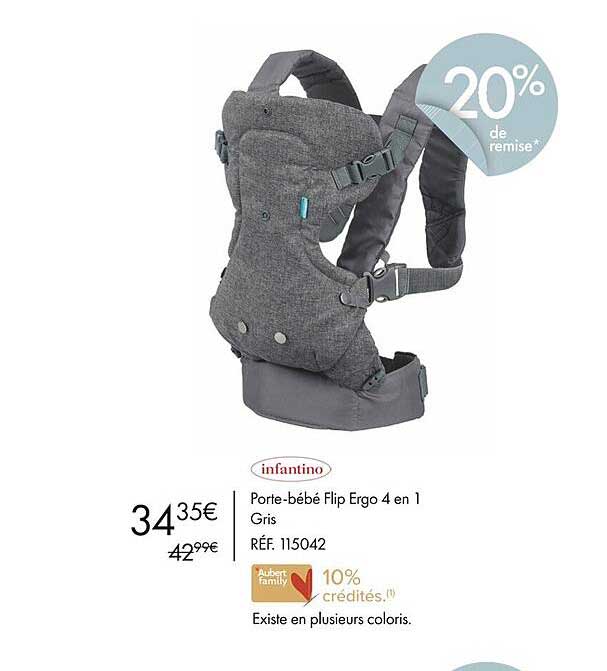 infantino porte-bébé flip ergo 4 en 1 gris