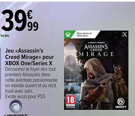 jeu "assassin's creed mirage" pour xbox one-series X
