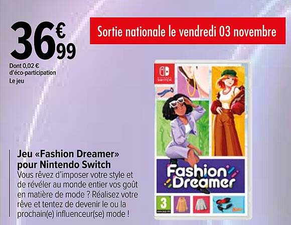 jeu "fashion dreamer" pour nintendo switch