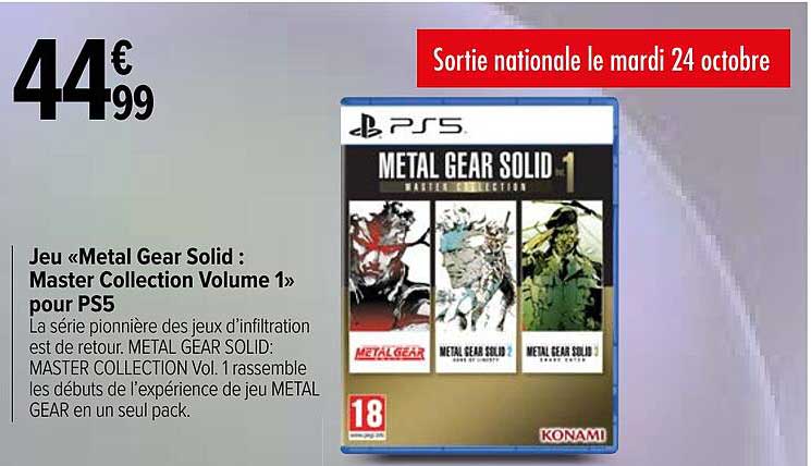 jeu metal gear solid: master collection volume 1" pour ps5