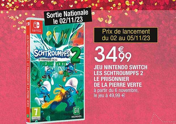 jeu nintendo switch les schtroumpfs 2 le prisonnier de la pierre verte