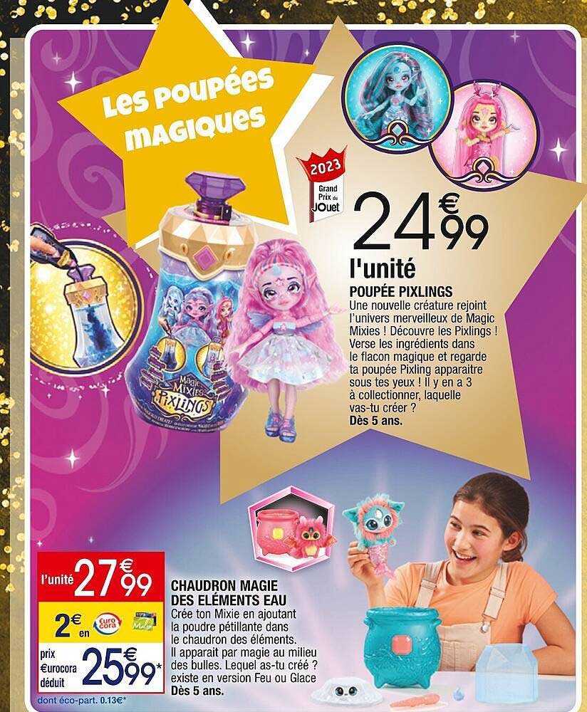 l'unité poupée pixlings ou chaudron magie des eléments eau