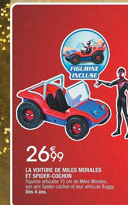 la voiture de miles morales et spider-cochon