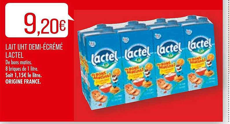 lait uht demi-écrémé lactel