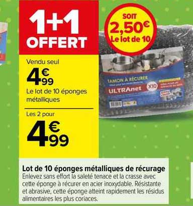 lot de 10 éponges métalliques de récurage
