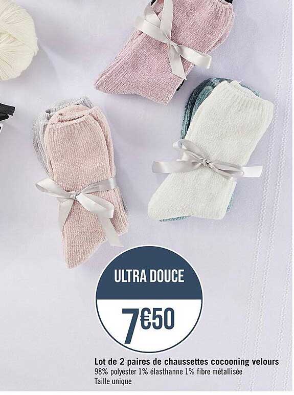 Lot De 2 Paires De Chaussettes Cocooning Velours