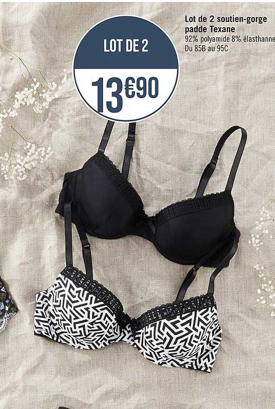 lot de 2 soutien-gorge padde texane