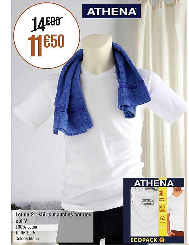 lot de 2 t-shirts manches courtes col v