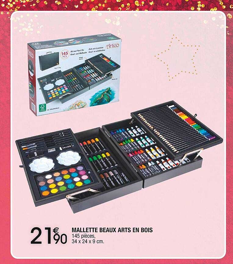 mallette beaux arts en bois