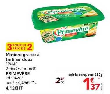 matière grasse à tartiner doux primevère