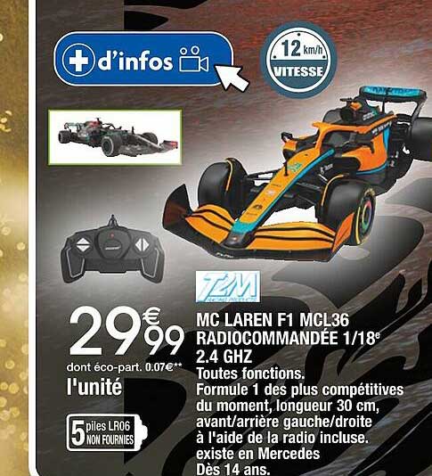 mc laren f1 mcl36 radiocommandée 1/18e 2.4 ghz