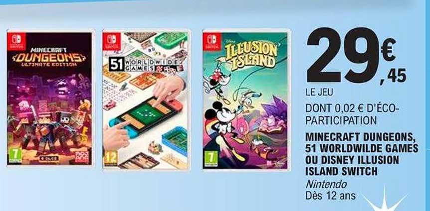 minecraft dungeons, 51 worldwilde games ou disney illusion island switch