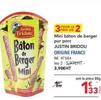 mini bâton de berger pur porc justin bridou