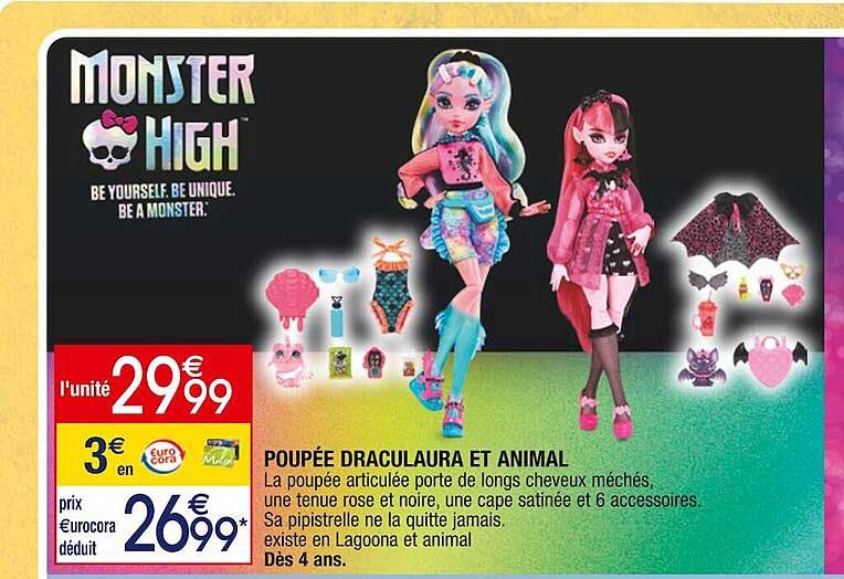 monster high poupée draculaura et animal